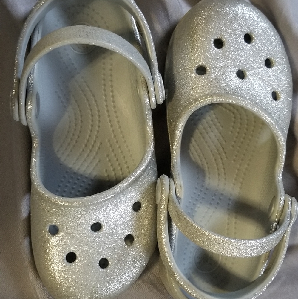 Silver girls Crocs